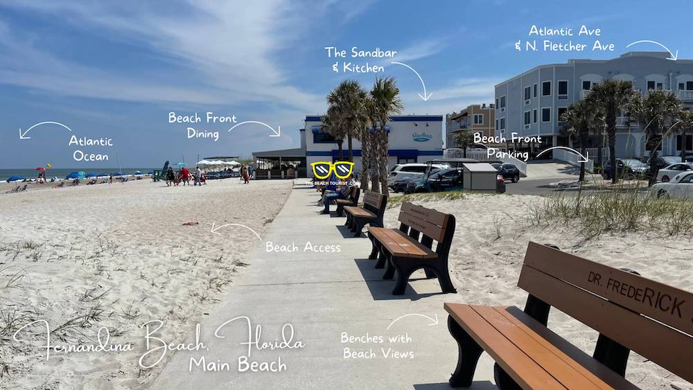 Fernandina Main Beach Florida - People Taking in the Beach Views from the Benches