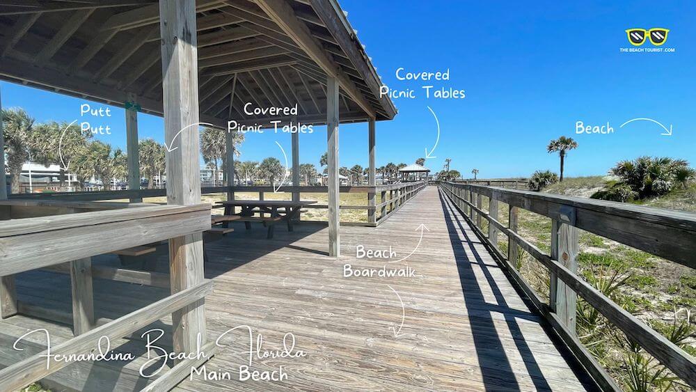 Covered Picnic Tables off the Boardwalk at Fernandina Main Beach 