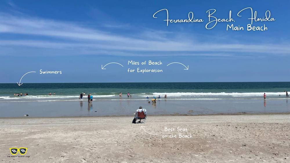 Fernandina Main Beach Florida - Lady sitting in chair by herself on the beach 